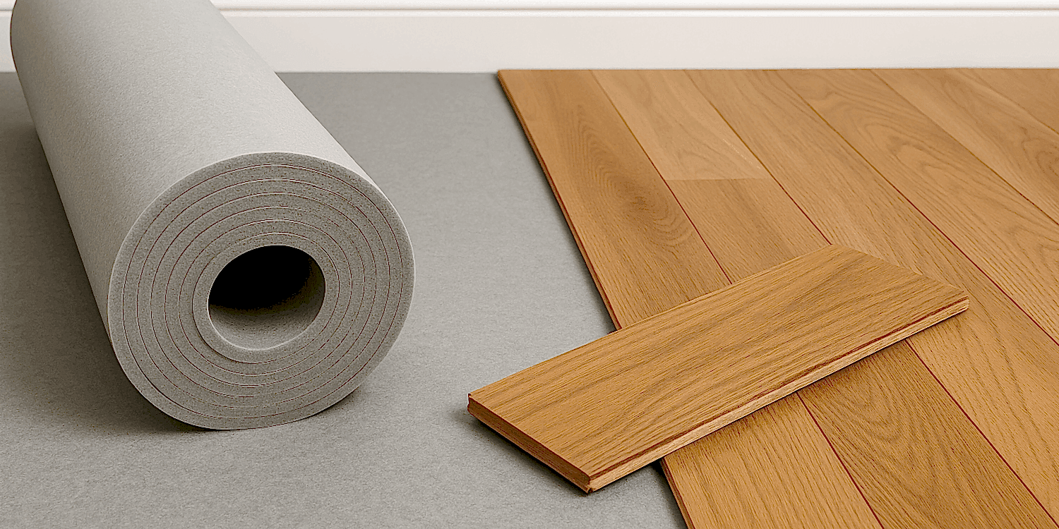 Barbers Flooring | An image showing underlay being laid under a hard wood floor